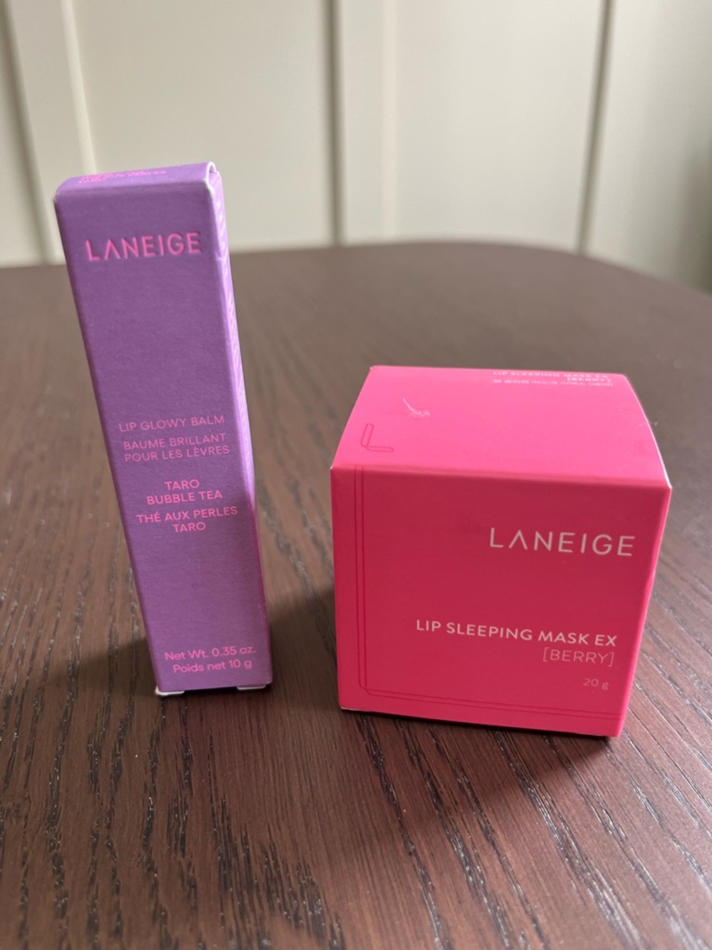 (NEW) LANEIGE Lip Sleeping Mask EX (Berry) & Lip Glowy Balm (Taro)